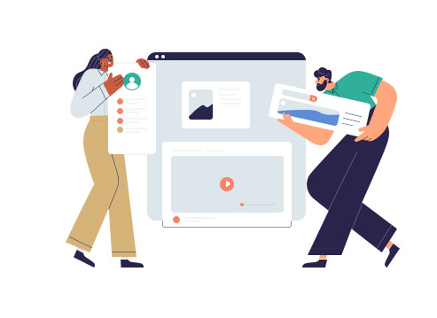 Illustration die ein Webdesign-Team darstellt